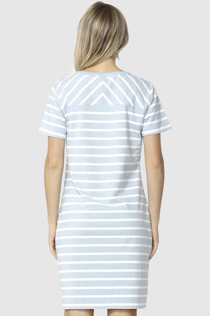 Gwen Tee Dress | Sky + White Stripe