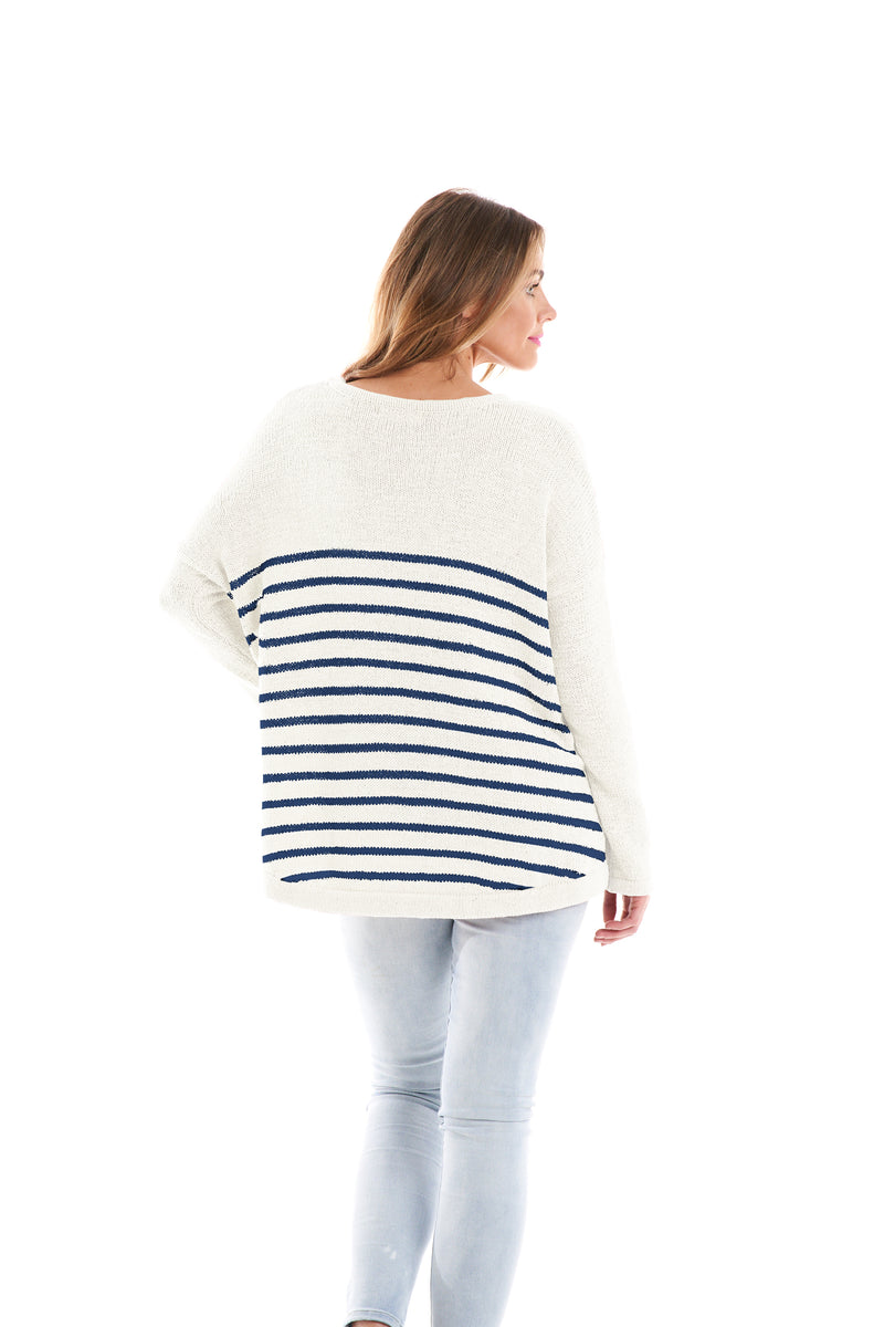 Hayden Knit Jumper | Blue + White Stripe